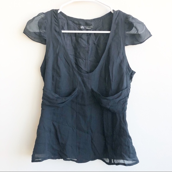 Rock & Republic Tops - Rock & Republic | Black Fitted Pleated Silk Top